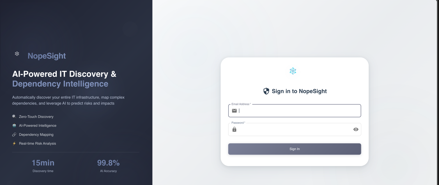 NopeSight Login Page