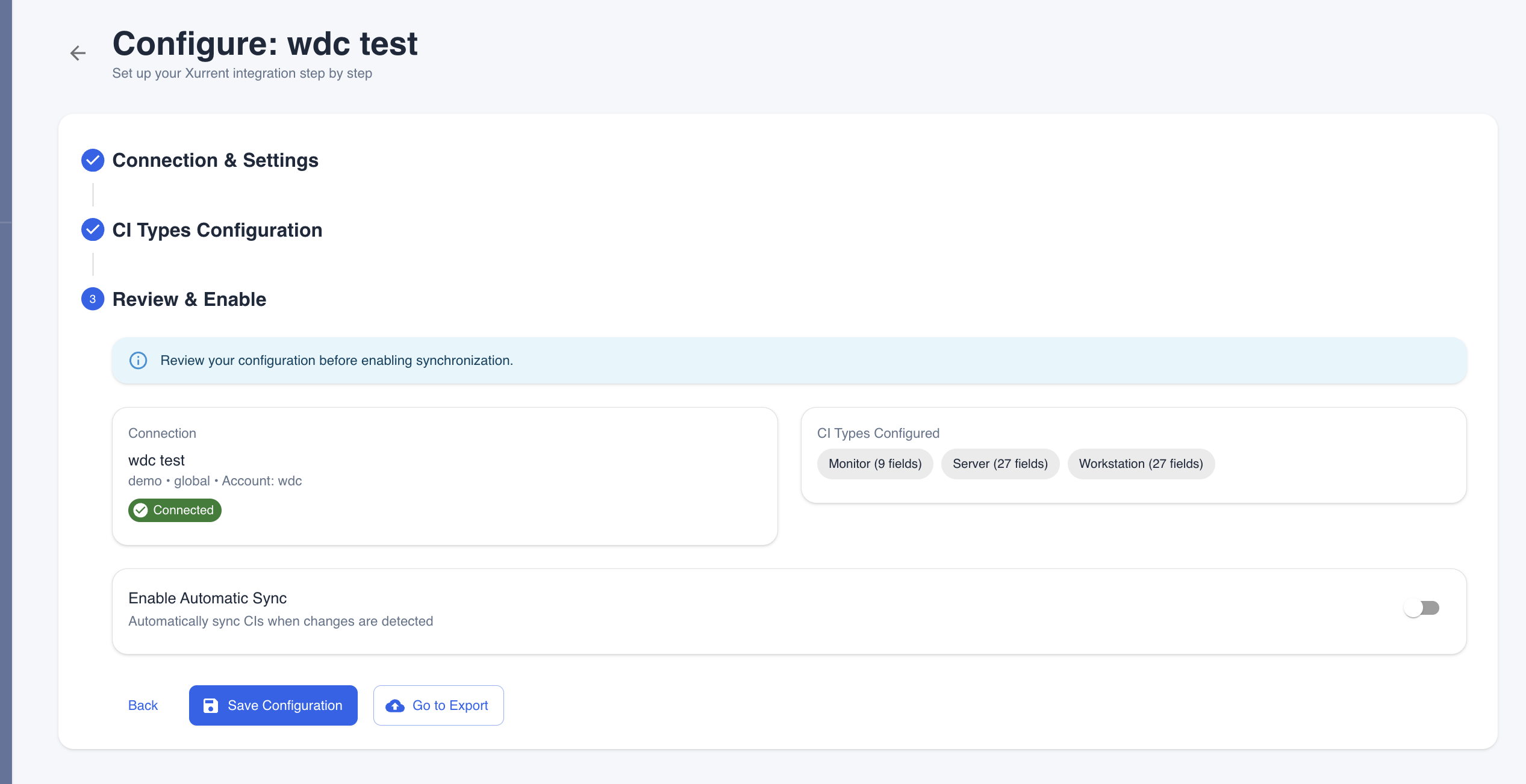 Review Configuration