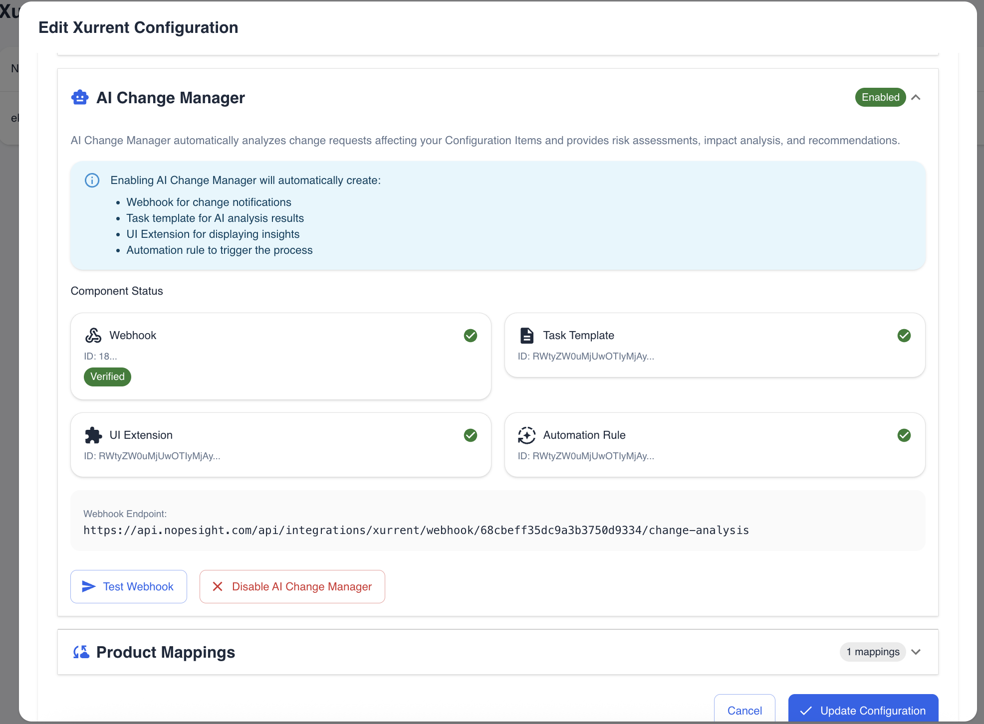 AI Change Manager Configuration