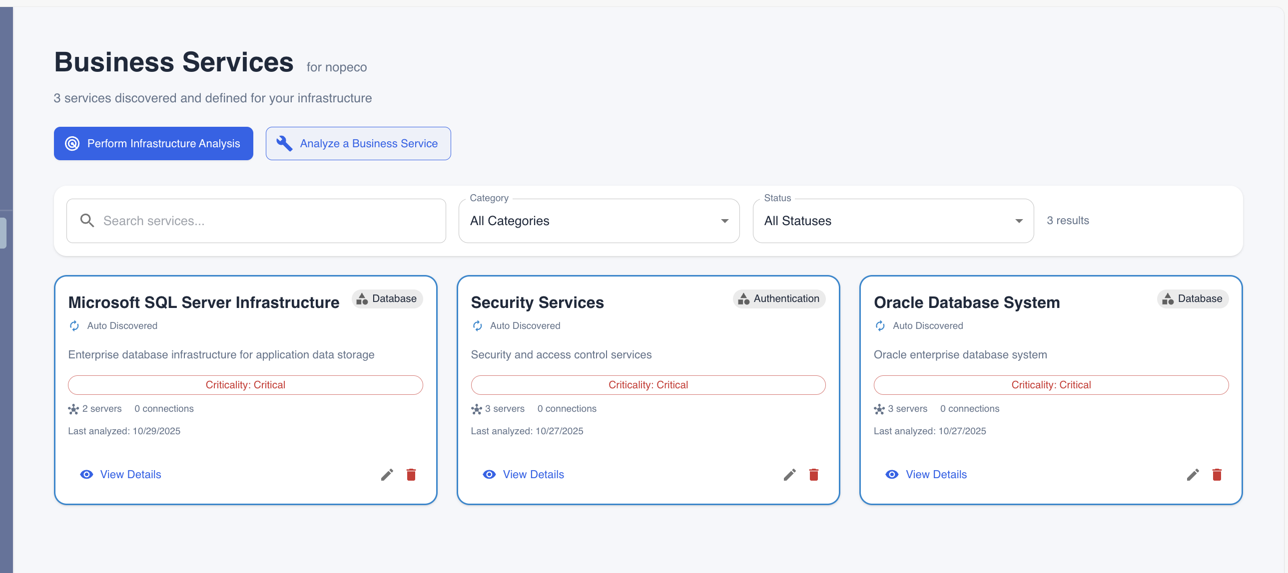 Accessing Business Service Analyzer