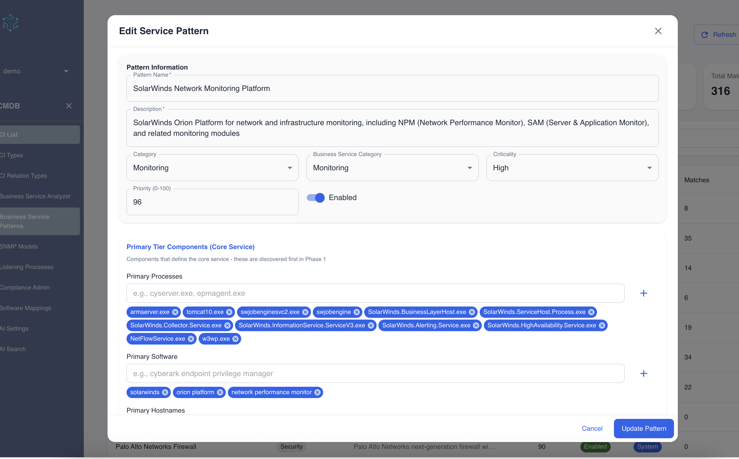 Editing Pattern Criteria