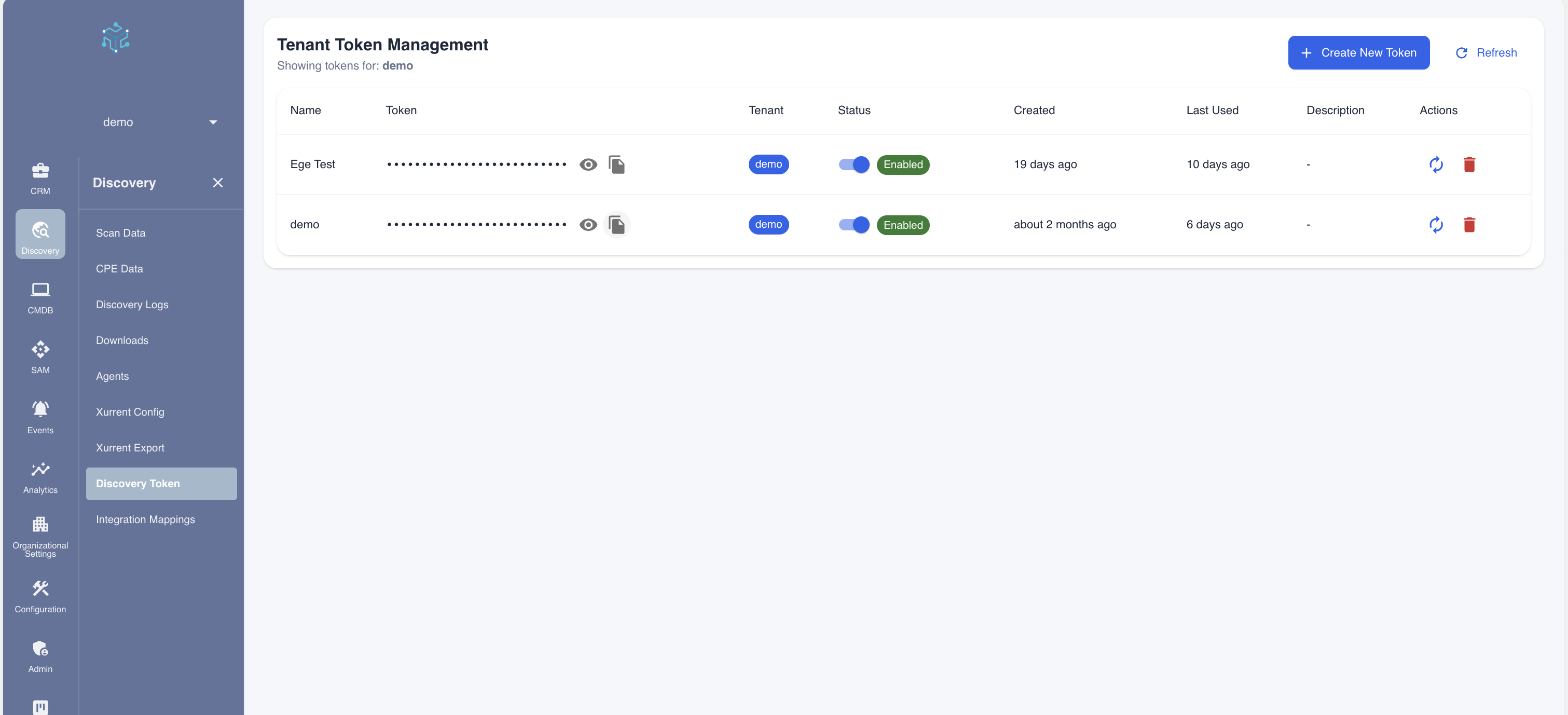 Discovery Token Management