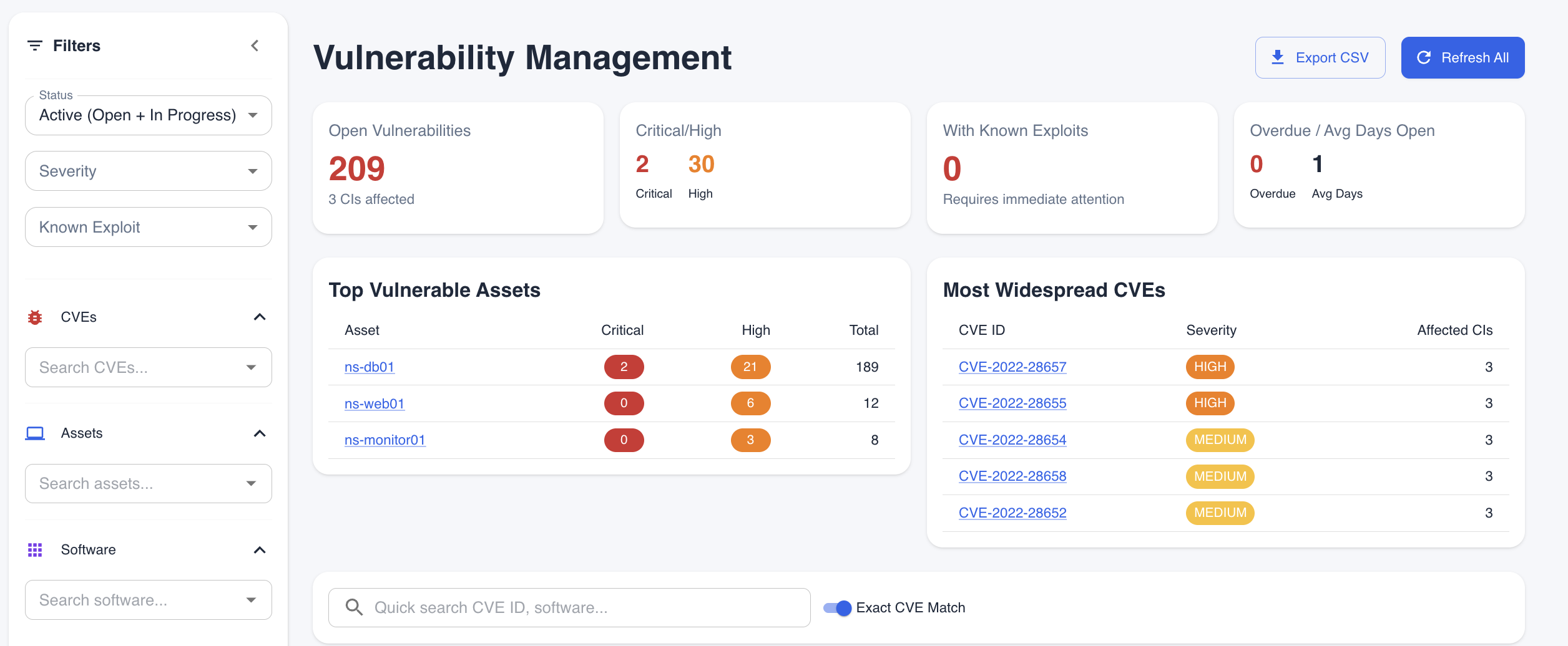 Vulnerability Management Dashboard