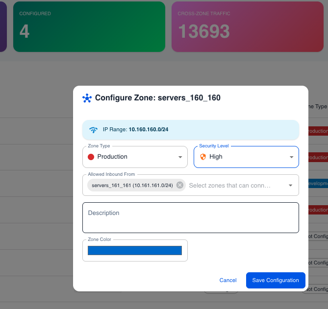 Zone Configuration Dialog